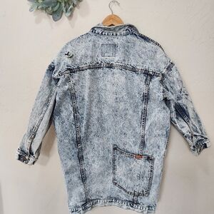 Vintage Jordache Acid Wash Oversized Denim Jacket With Novelty Patches